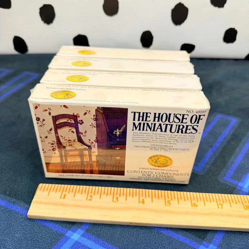Lot 4 Vtg House of Miniatures Kits Factory Sealed 1:12 Hutch Chairs Table Top